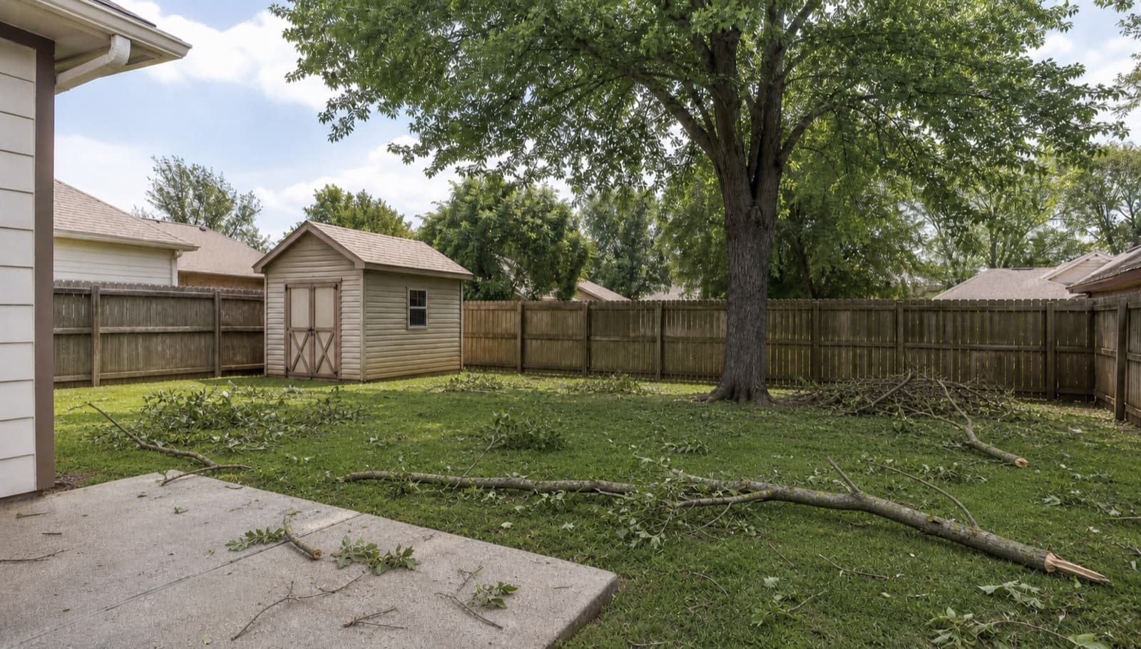 Storm limb and debris removal before service